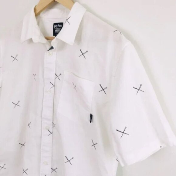 Boy's Harry Potter x VANS Size Medium Houser Button Down Shirt Short Sleeve - Picture 4 of 8